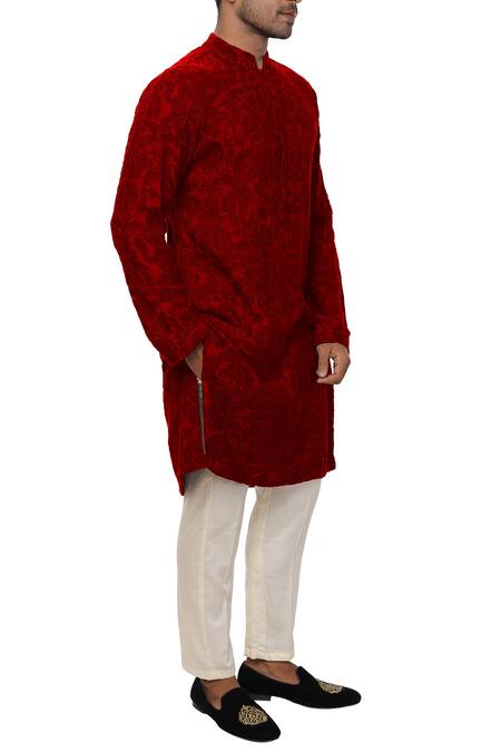 Smriti By Anju Agarwal_Red Embroidered Kurta Set_Online_at_Aza_Fashions