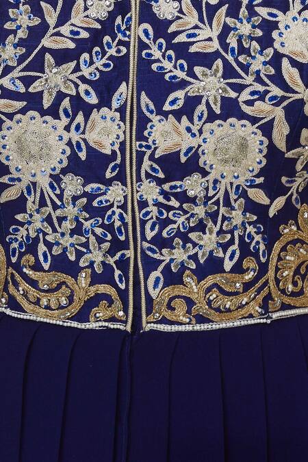 Prisha_Blue Pure Georgette Front Slit Anarkali Kurta Set_at_Aza_Fashions