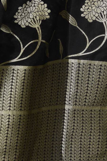 Shop Ekaya Banaras Black Silk Banarasi Saree With Running Blouse Online at Aza Fashions Shop_Ekaya Banaras_Black Silk Banarasi Saree With Running Blouse_Online_at_Aza_Fashions