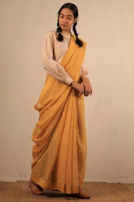 Buy_Torani_Beige Ikat Saree Blouse_Online_at_Aza_Fashions