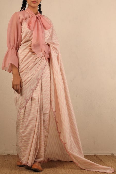 Torani Pink Cotton Silk Ikat Saree