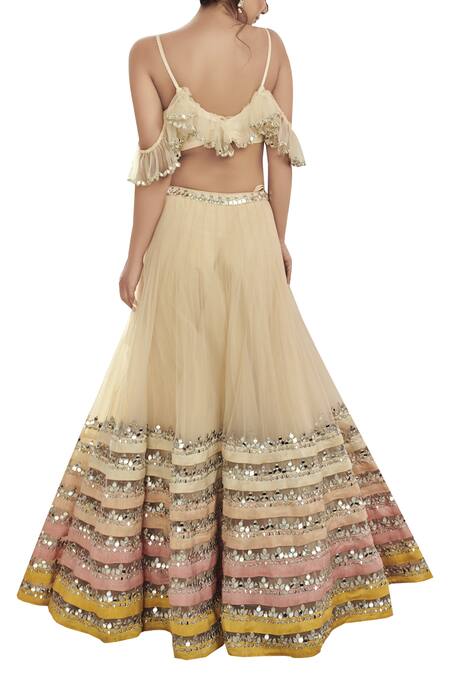 Shop Abhinav Mishra Peach Raw Silk Embroidered Lehenga Set at Aza Fashions Shop_Abhinav Mishra_Peach Raw Silk Embroidered Lehenga Set_at_Aza_Fashions