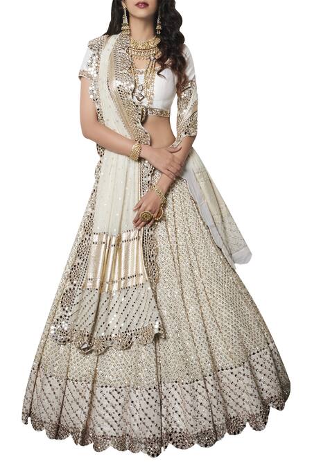 Shop Abhinav Mishra Off White Raw Silk U Neckline Chanderi Lehenga Set at Aza Fashions Shop_Abhinav Mishra_Off White Raw Silk U Neckline Chanderi Lehenga Set_at_Aza_Fashions