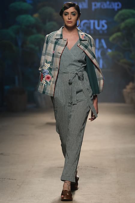 Payal Pratap Linen Checkered Jumpsuit 