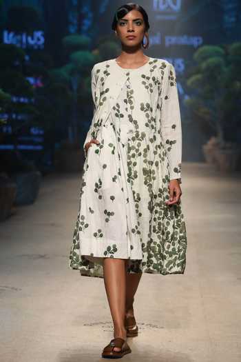Buy Payal Pratap Off White Cotton Round Linen Printed Dress at Aza Fashions Buy_Payal Pratap_Off White Cotton Round Linen Printed Dress _at_Aza_Fashions