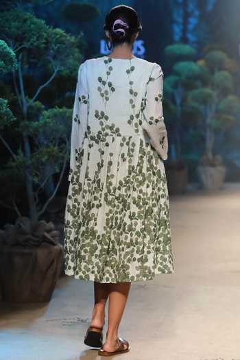 Shop Payal Pratap Off White Cotton Round Linen Printed Dress at Aza Fashions Shop_Payal Pratap_Off White Cotton Round Linen Printed Dress _at_Aza_Fashions