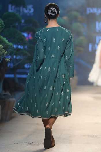 Shop Payal Pratap Green Round Neck Shirt Tunic at Aza Fashions Shop_Payal Pratap_Green Round Neck Shirt Tunic _at_Aza_Fashions