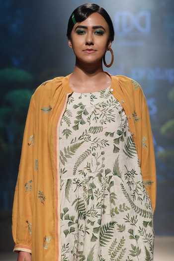 Payal Pratap Yellow Cotton Band Collar Embroidered Jacket Online at Aza Fashions Payal Pratap_Yellow Cotton Band Collar Embroidered Jacket _Online_at_Aza_Fashions
