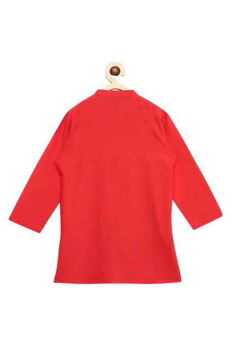 Shop_Tiber Taber_Peach Cotton Button Front Kurta Set _Online_at_Aza_Fashions