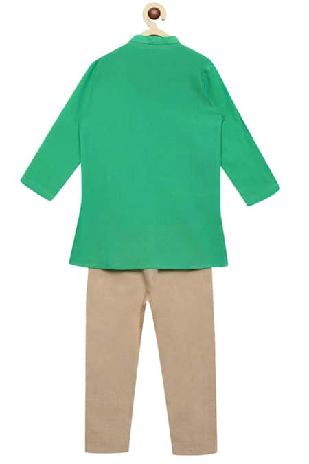 Buy_Tiber Taber_Beige Cotton Kurta With Pants _Online_at_Aza_Fashions