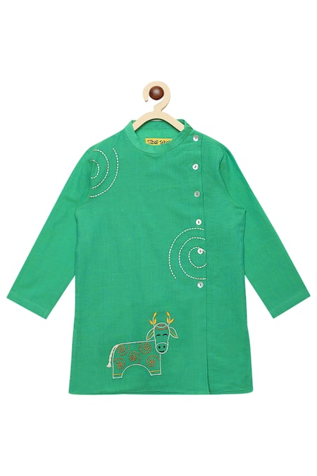 Shop_Tiber Taber_Beige Cotton Kurta With Pants _Online_at_Aza_Fashions