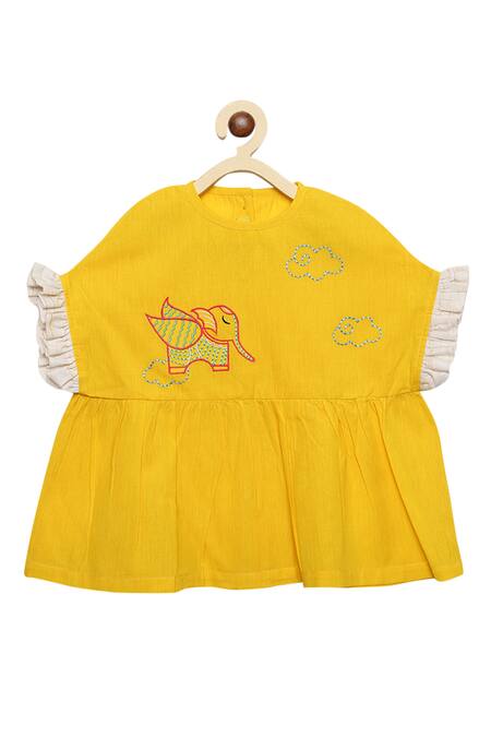 Shop_Tiber Taber_Beige Cotton Ruffle Top With Pants _Online_at_Aza_Fashions