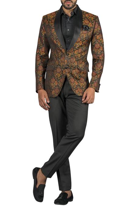 Abhipri Black Woven Silk Blazer