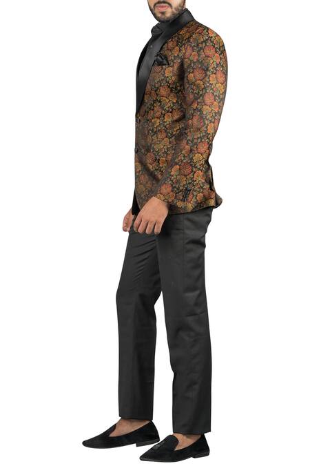 Abhipri Black Woven Silk Blazer Online at Aza Fashions Abhipri_Black Woven Silk Blazer_Online_at_Aza_Fashions