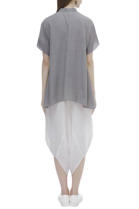 Urvashi Kaur Checkered Panel Organic Cotton Top 