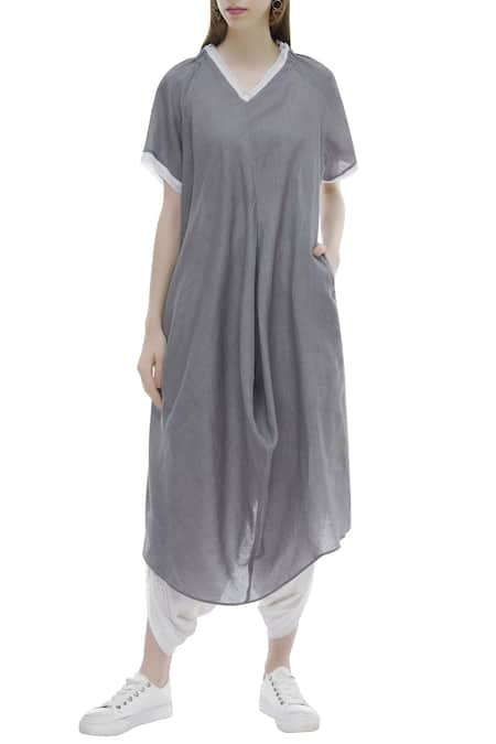 Urvashi Kaur Organic Cotton Draped Kurta  