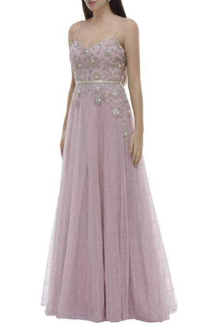 Buy_Vineti Bolaki_Purple Tulle Hand Embroidered Gown_Online_at_Aza_Fashions