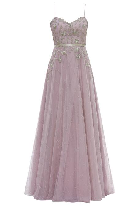 Shop_Vineti Bolaki_Purple Tulle Hand Embroidered Gown_Online_at_Aza_Fashions
