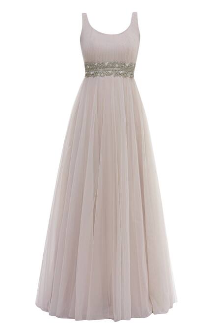 Shop_Vineti Bolaki_Pink Tulle Pleated Flared Gown_Online_at_Aza_Fashions