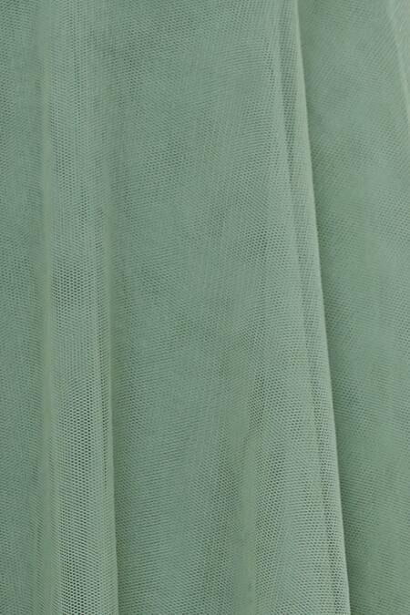 Vineti Bolaki_Green Tulle Pleated Gown_at_Aza_Fashions