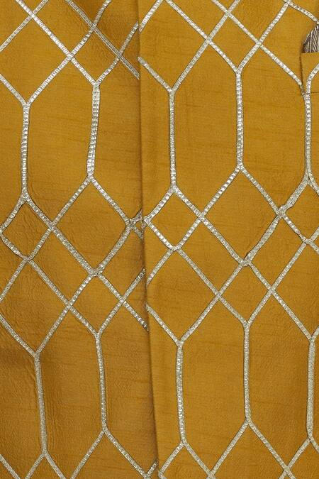 Vikram Phadnis_Yellow Bitcoin Embellished Nehru Jacket Set_at_Aza_Fashions