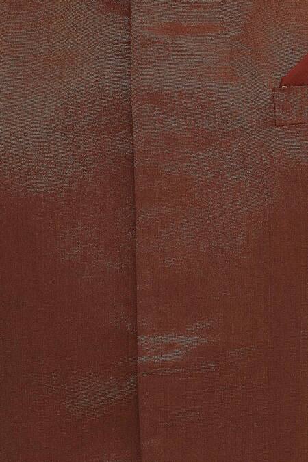 Vikram Phadnis_Red Chanderi Bundi And Kurta Set_at_Aza_Fashions