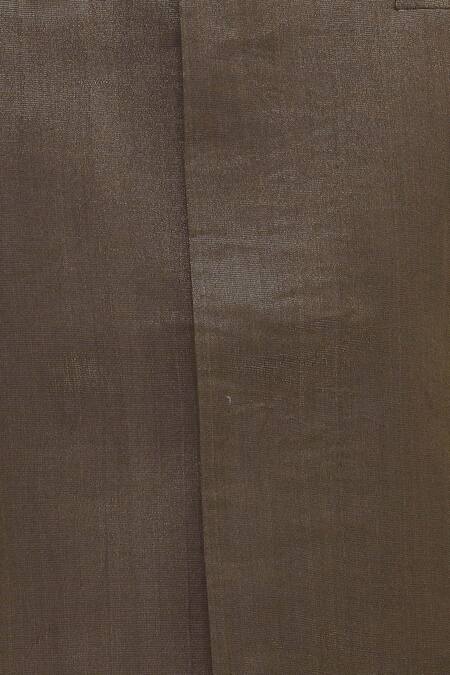 Vikram Phadnis_Grey Chanderi Kurta And Nehru Jacket Set_at_Aza_Fashions