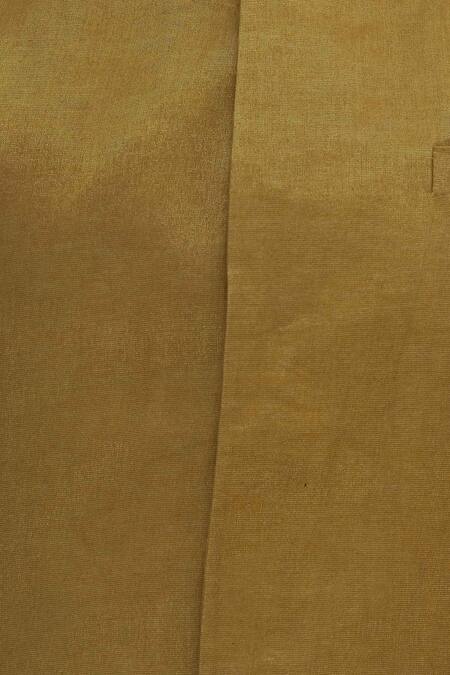 Vikram Phadnis_Yellow Chanderi Kurta And Nehru Jacket Set_at_Aza_Fashions