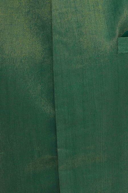 Vikram Phadnis_Green Chanderi Kurta And Nehru Jacket Set_at_Aza_Fashions