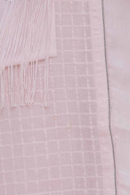 Himani Punatar_Pink Cotton Moss Paneled Straight Kurta_at_Aza_Fashions