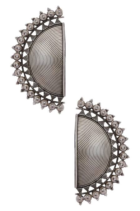 Motifs by Surabhi Didwania Silver Plated Semi Circular Stud Earrings