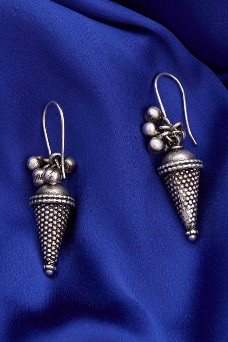 Buy Motifs By Surabhi Didwania Silver Plated Cone Drop Earrings Online at Aza Fashions Buy_Motifs By Surabhi Didwania_Silver Plated Cone Drop Earrings_Online_at_Aza_Fashions