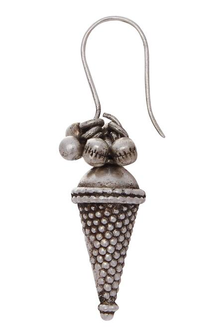 Motifs By Surabhi Didwania Silver Plated Cone Drop Earrings at Aza Fashions Motifs By Surabhi Didwania_Silver Plated Cone Drop Earrings_at_Aza_Fashions