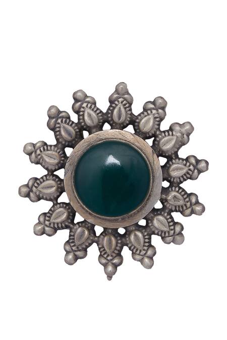 Motifs By Surabhi Didwania Silver Plated Stone Floral Studs Online at Aza Fashions Motifs By Surabhi Didwania_Silver Plated Stone Floral Studs_Online_at_Aza_Fashions