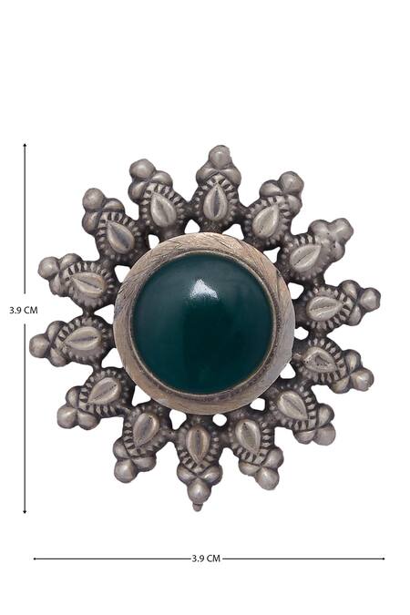 Shop Motifs By Surabhi Didwania Silver Plated Stone Floral Studs Online at Aza Fashions Shop_Motifs By Surabhi Didwania_Silver Plated Stone Floral Studs_Online_at_Aza_Fashions