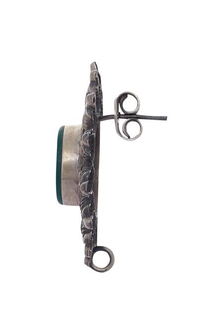 Motifs By Surabhi Didwania Silver Plated Stone Floral Studs at Aza Fashions Motifs By Surabhi Didwania_Silver Plated Stone Floral Studs_at_Aza_Fashions