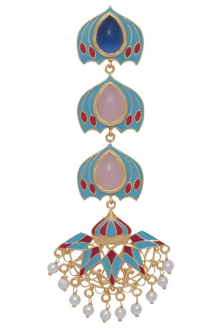 BelsI'S_Blue Stones Handcrafted Earrings_Online_at_Aza_Fashions