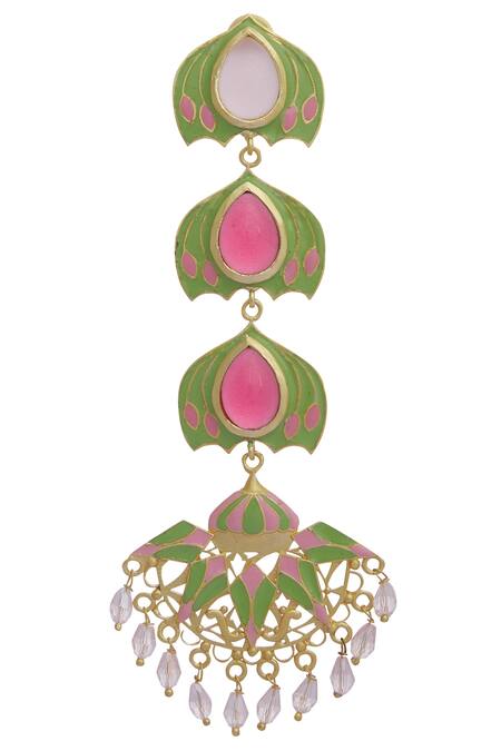 BelsI'S Gold Plated Stones Handcrafted Earrings Online at Aza Fashions BelsI'S_Gold Plated Stones Handcrafted Earrings_Online_at_Aza_Fashions