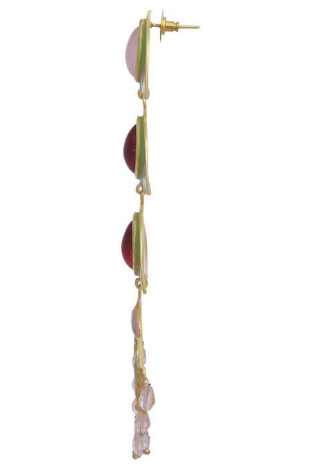 BelsI'S Gold Plated Stones Handcrafted Earrings at Aza Fashions BelsI'S_Gold Plated Stones Handcrafted Earrings_at_Aza_Fashions