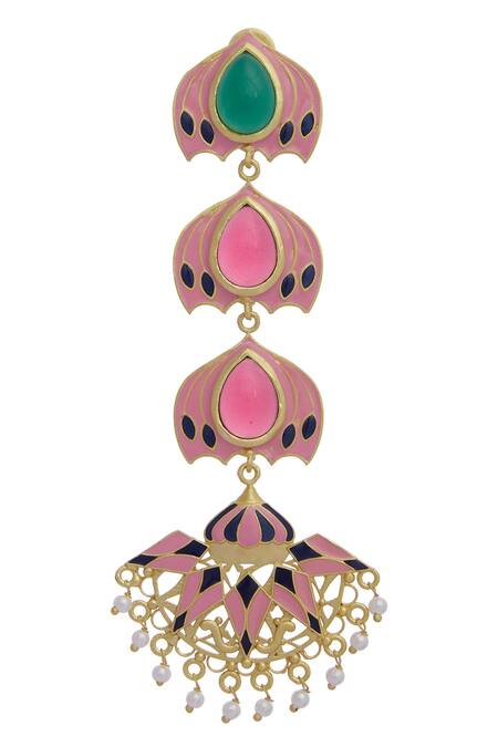 BelsI'S_Gold Plated Stones Handcrafted Earrings_Online_at_Aza_Fashions