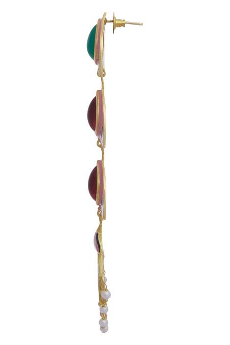 BelsI'S_Gold Plated Stones Handcrafted Earrings_at_Aza_Fashions