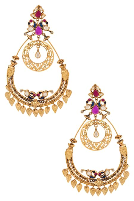 Anita Dongre Gold Plated Stone Crescent Chandbalis