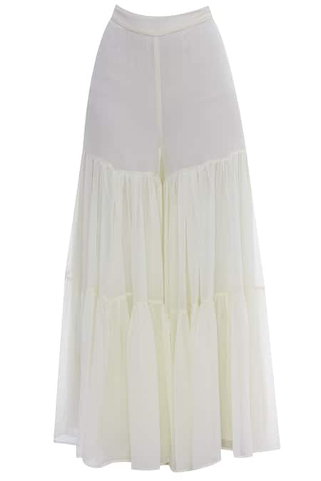 Shop_ASTHA NARANG_White Georgette V Neck Embroidered Anarkali And Sharara Set_Online_at_Aza_Fashions