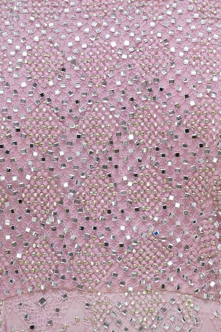 Vandana Sethi_Pink Chikankari Net Halter Neck Embroidered Anarkali With Dupatta_at_Aza_Fashions