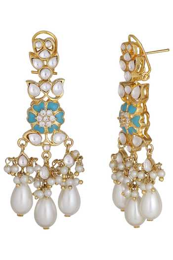 Auraa Trends_Gold Plated Beads Kundan Choker Set _Online_at_Aza_Fashions