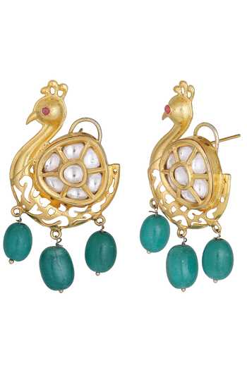 Auraa Trends_Gold Plated Crystals Kundan Pendant Necklace Set _Online_at_Aza_Fashions