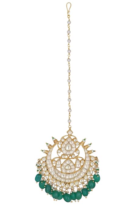 Auraa Trends Gold Plated Artificial Stones Kundan Maangtikka