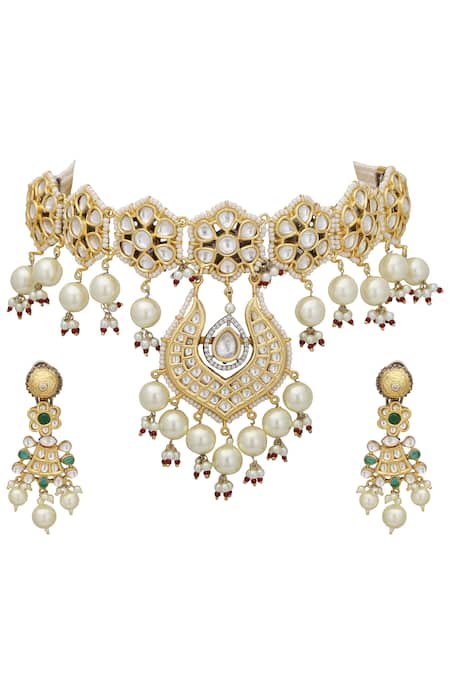 Auraa Trends Gold Plated Artificial Stones Kundan Necklace Set