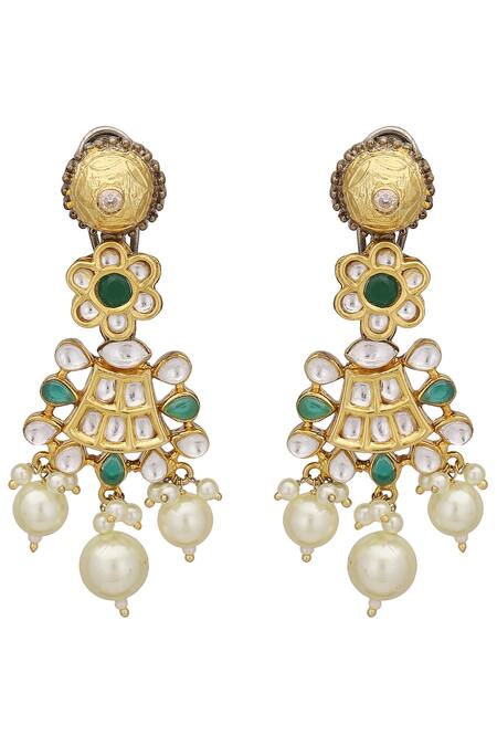 Auraa Trends_Gold Plated Artificial Stones Kundan Necklace Set_Online_at_Aza_Fashions