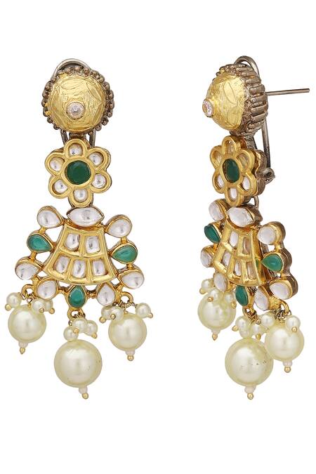 Buy_Auraa Trends_Gold Plated Artificial Stones Kundan Necklace Set_Online_at_Aza_Fashions